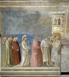 De bruiloftsprocessie van de Maagd, c.1305 (voor restauratie)